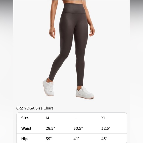 CRZ YOGA Butterluxe Matte Faux Leather Leggings 28" - High Waisted Stretch - Picture 4 of 6